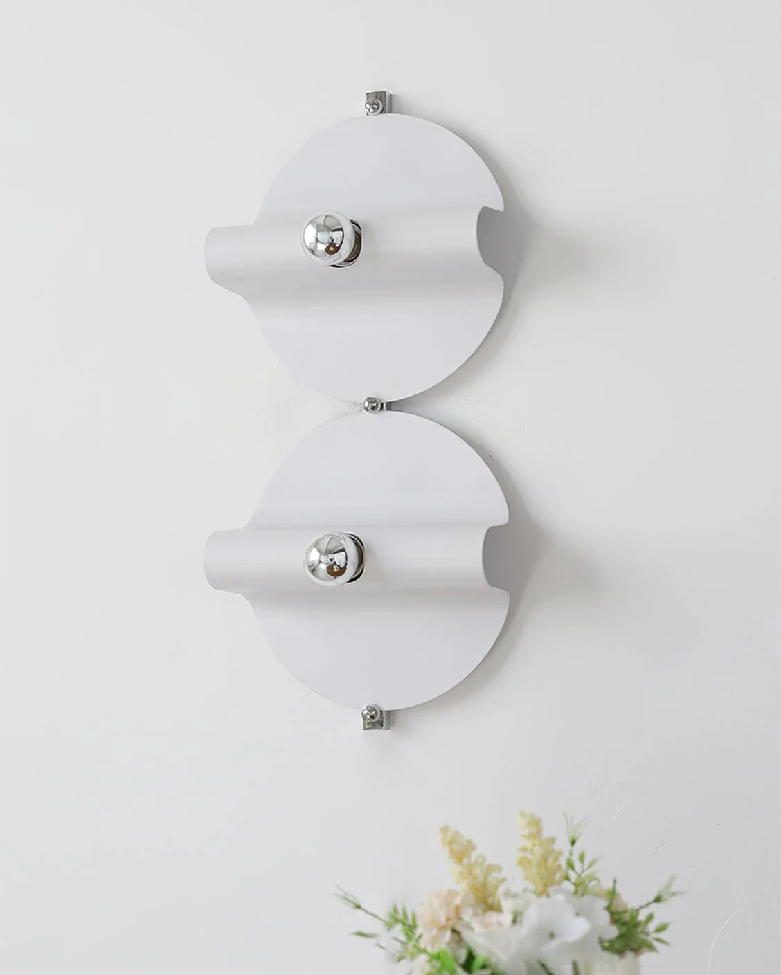 Space Wall Lamp - L 9.4″ x W 6.7″ x H 8.3″ Set of 2 / White & Chrome
