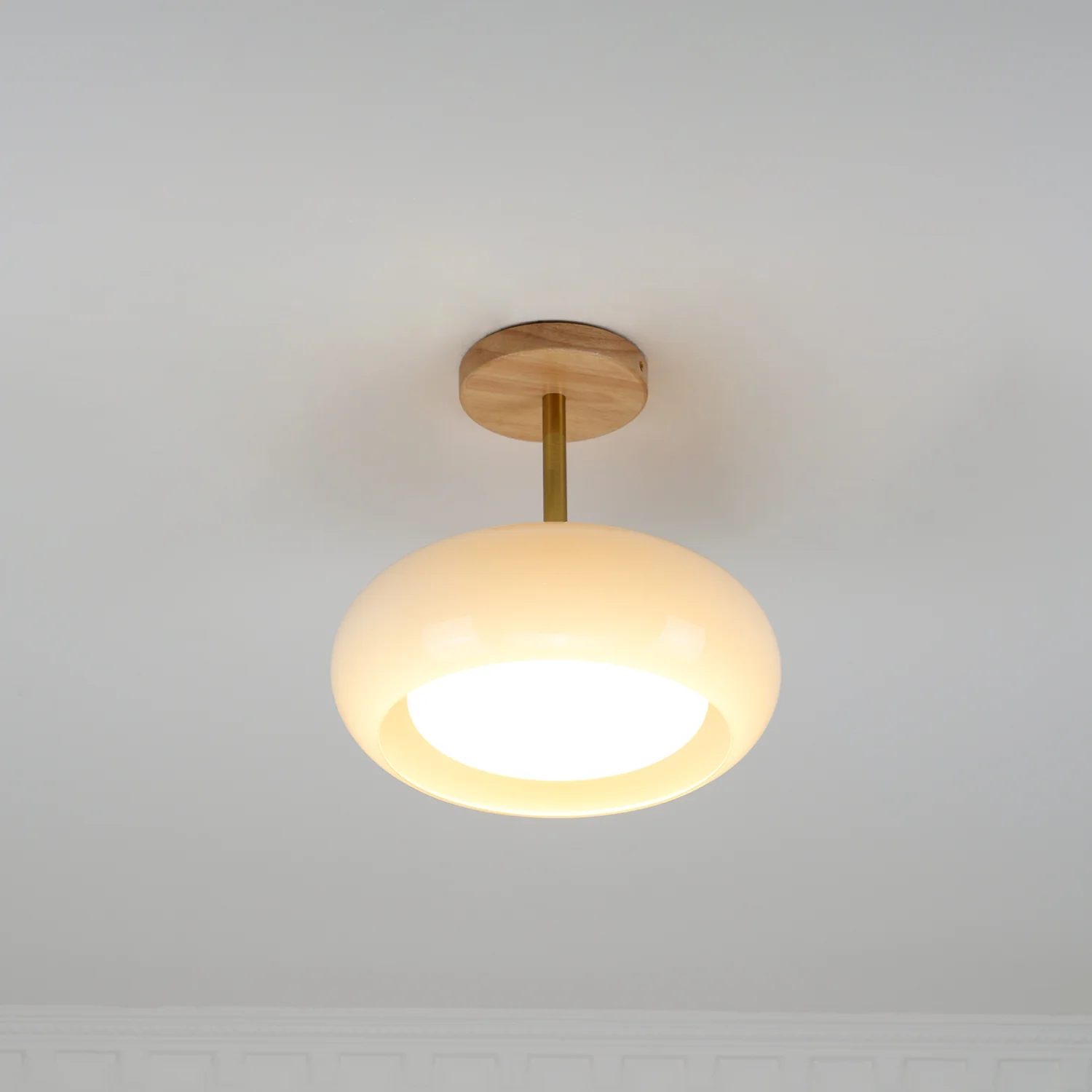 Потолочный светильник Plafonnier - ∅28см x 20см, дерево, оранжевый