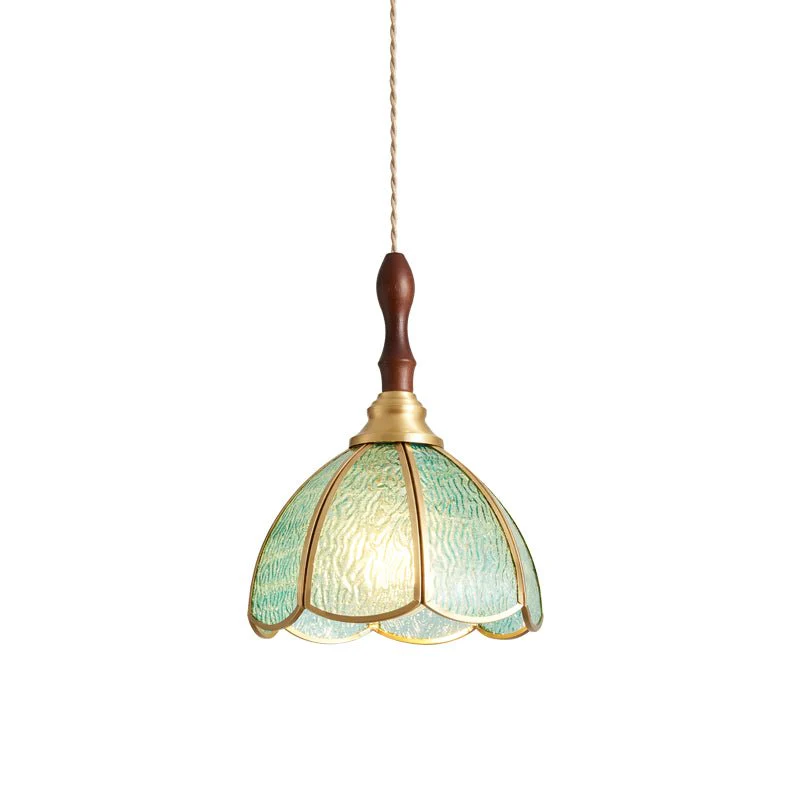 Подвесной светильник Tiffany Floral - модель D, ∅20см x 25см, золотой, матовое стекло