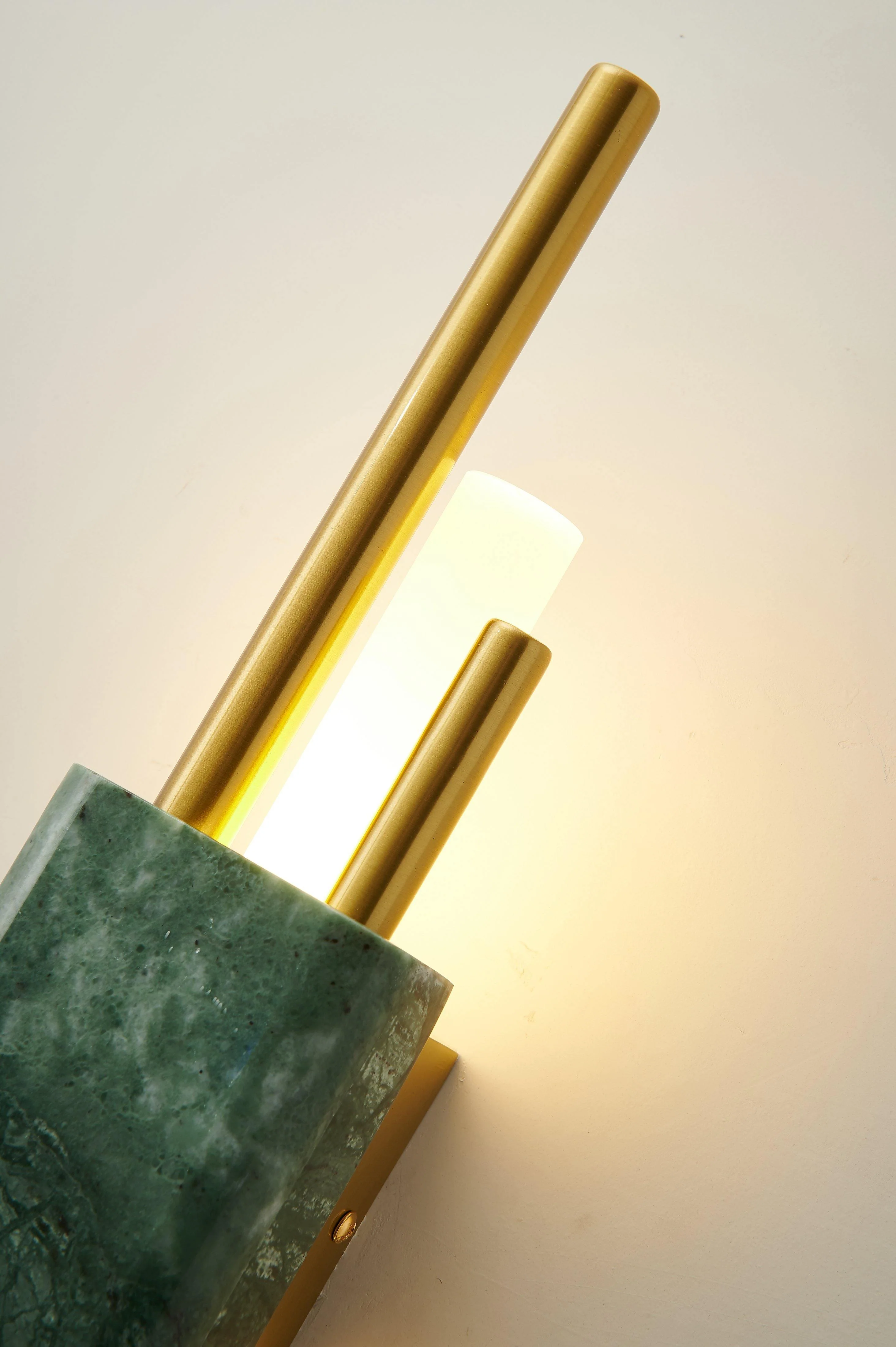 Tanto Plug In Wall Light - ∅ 3.9″ x H 19.7″ / Dia 10cm x H 50cm Set of 2 / White Marble & Gold / EU Plug