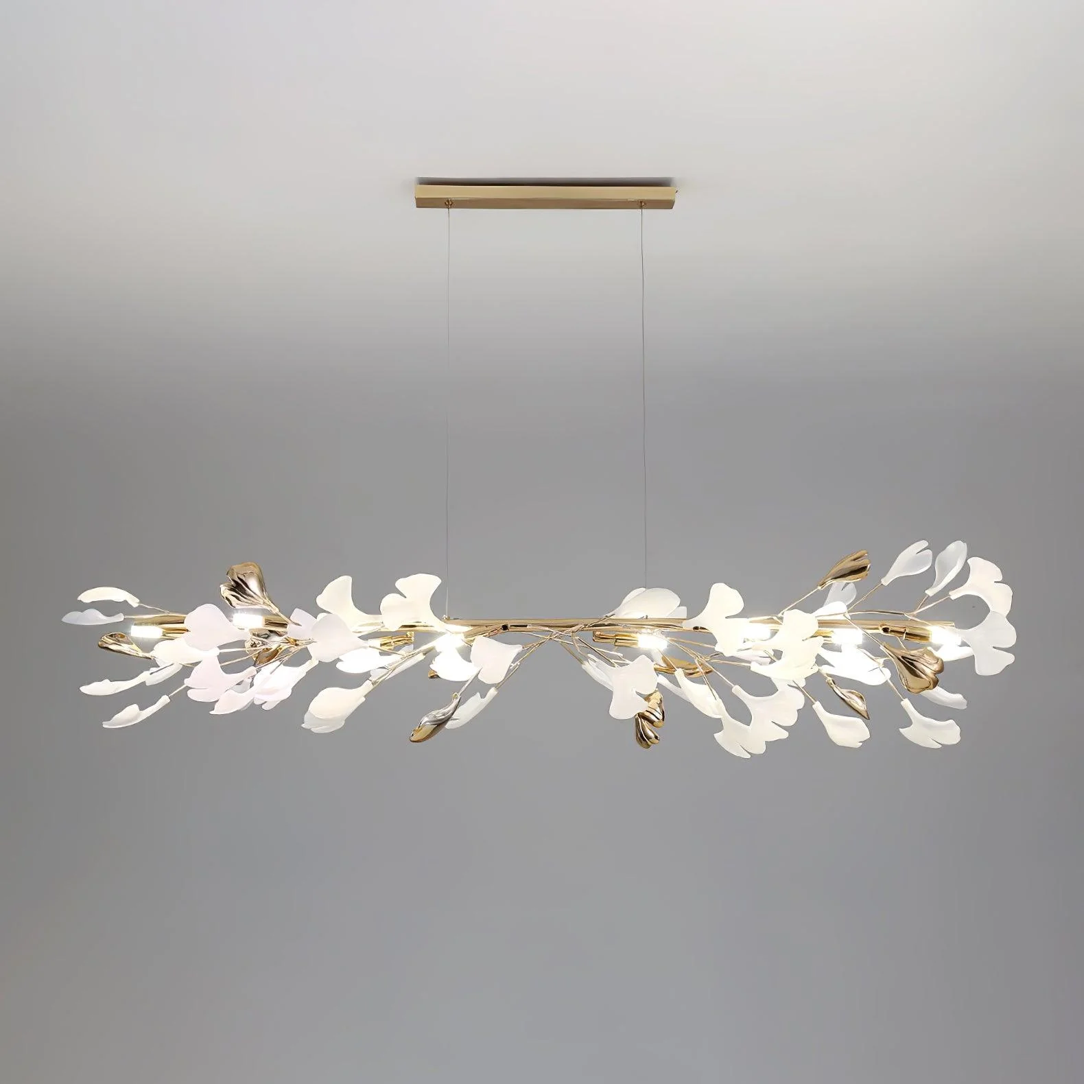 Люстра Gingko T - модель A, ∅80см x 30см, золотой, белый