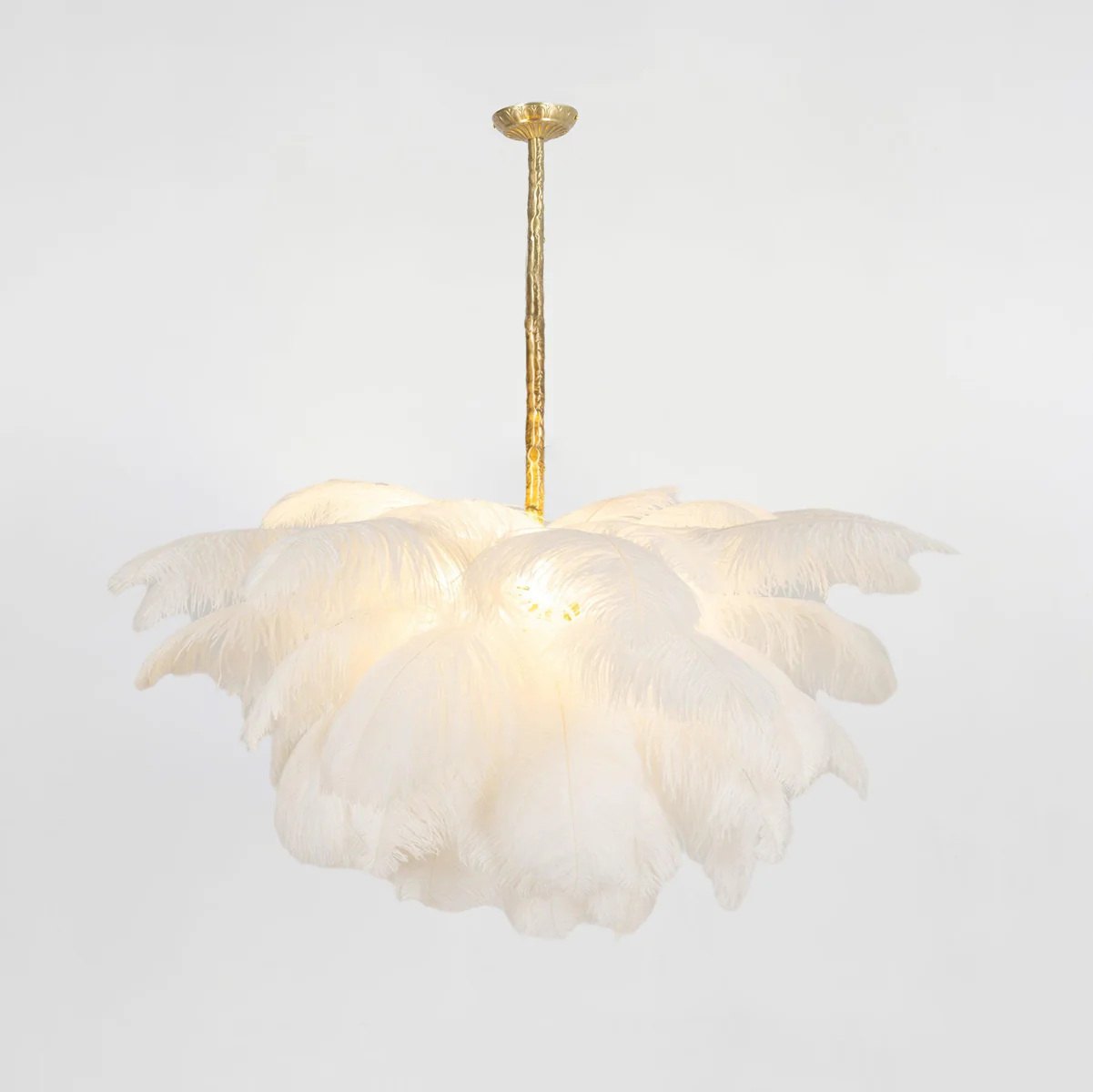 Люстра Ostrich Feather - ∅110см x 90см, серебро, белый