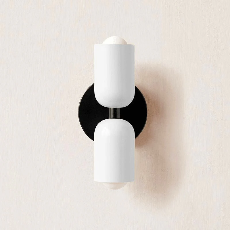 Couleur Double Wall Lamp - W 4.7″ x H 9.8″ / W 12cm x H 25cm / Beige & Red / Set of 2