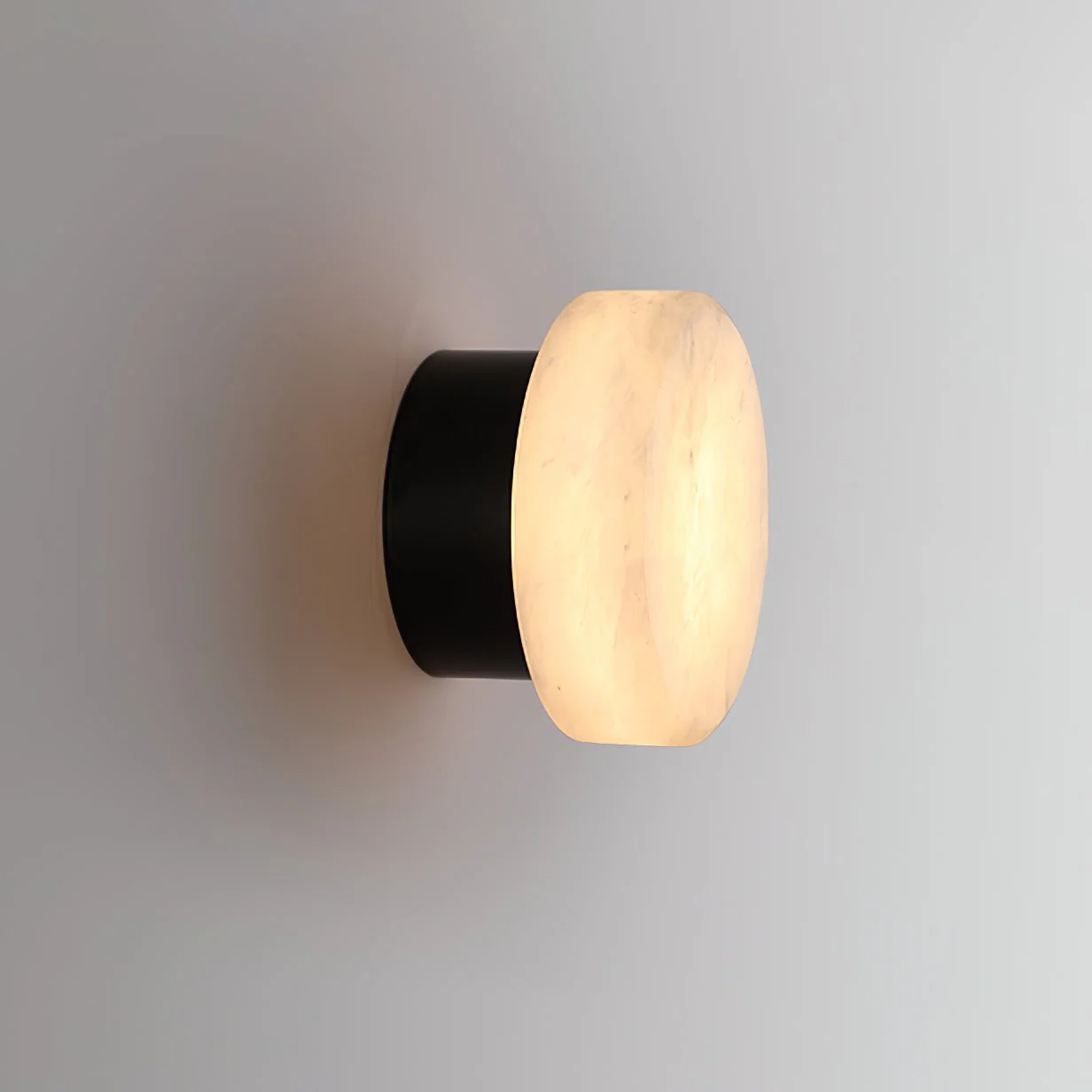 Настенный светильник Cylindrical Alabaster - ∅18см х 7см, черный, белый, теплый свет