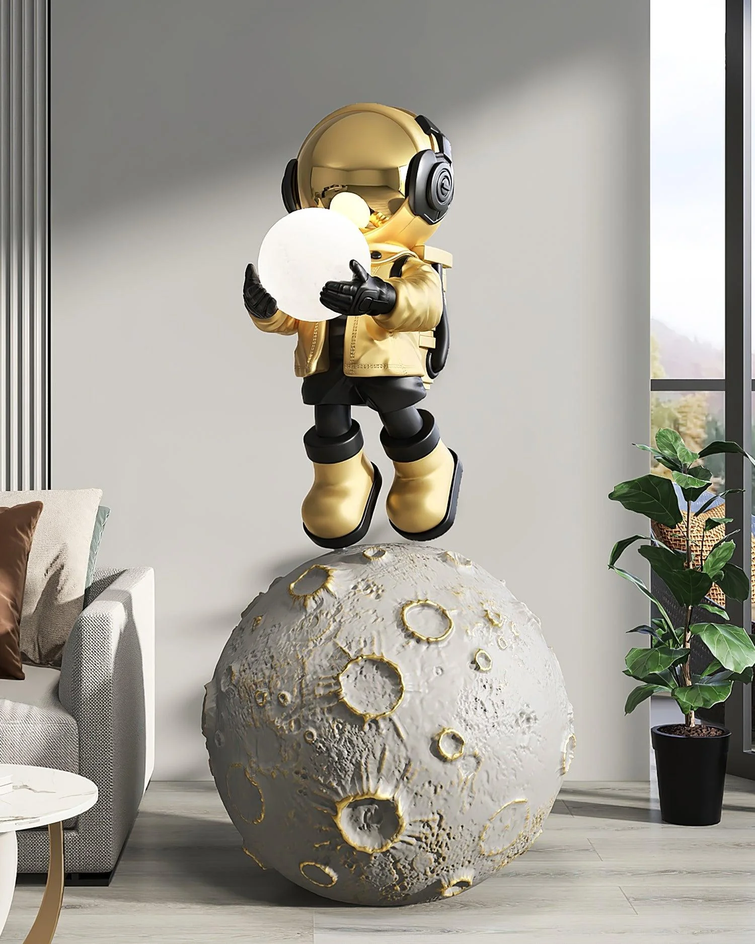 Торшер Diver Astronaut Built-in Battery - ∅50см x 120см, хром, сенсорное управление