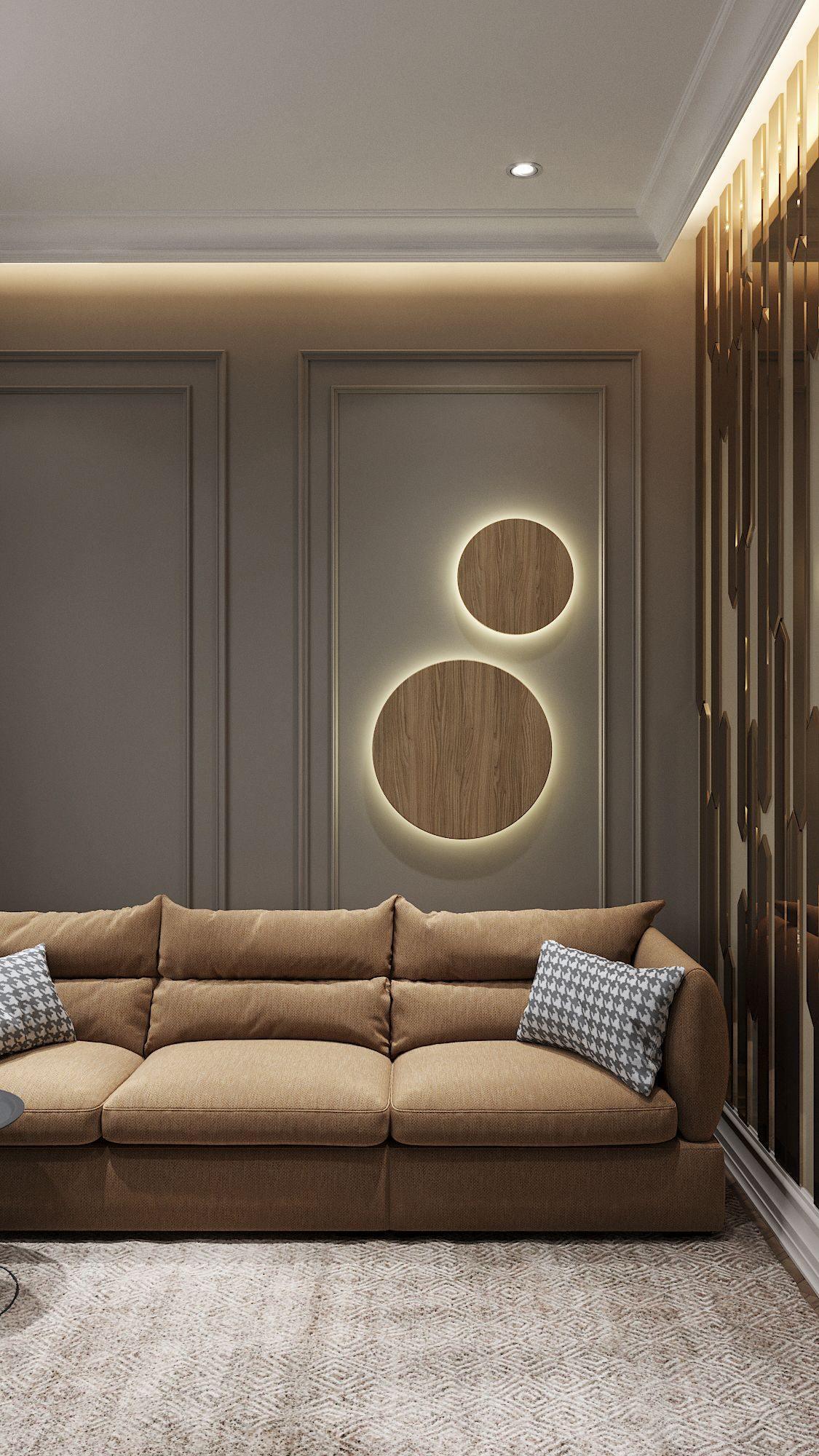 Geometric Disc Wall Lamp - Dia 28cm x H5cm set of 2 / White / Warm white