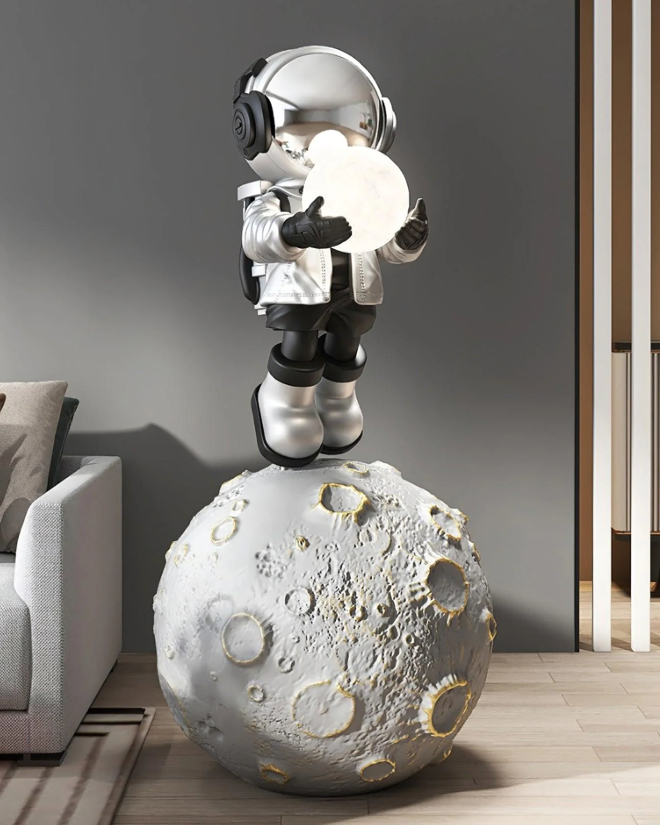 Торшер Diver Astronaut Built-in Battery - ∅50см x 120см, хром, сенсорное управление