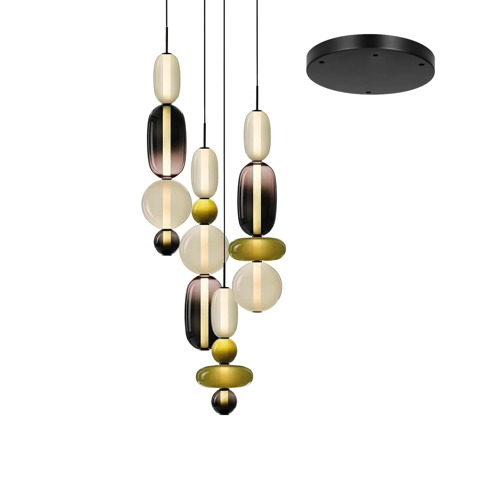Подвесной светильник Candied Glass Combo - круглое крепление, 3 подвеса ∅30см x 150см, холодный свет