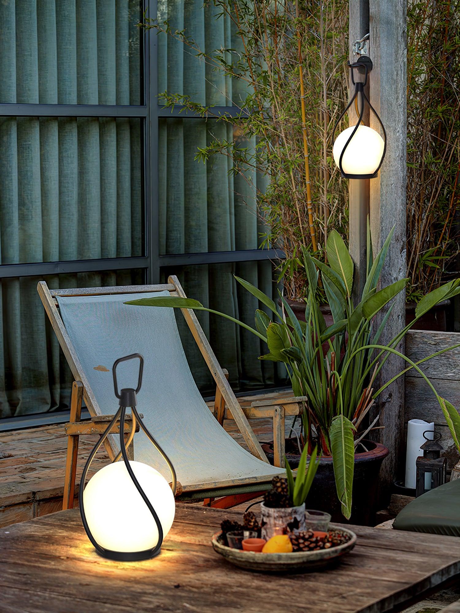 Настольный светильник Eclisse Orb Lantern Rechargeable - ∅10см x 25см, черный, прозрачный, теплый свет