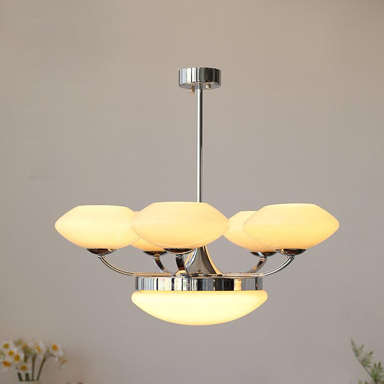 Люстра Keston - 6 плафонов ∅70см x 28см, хром, белый