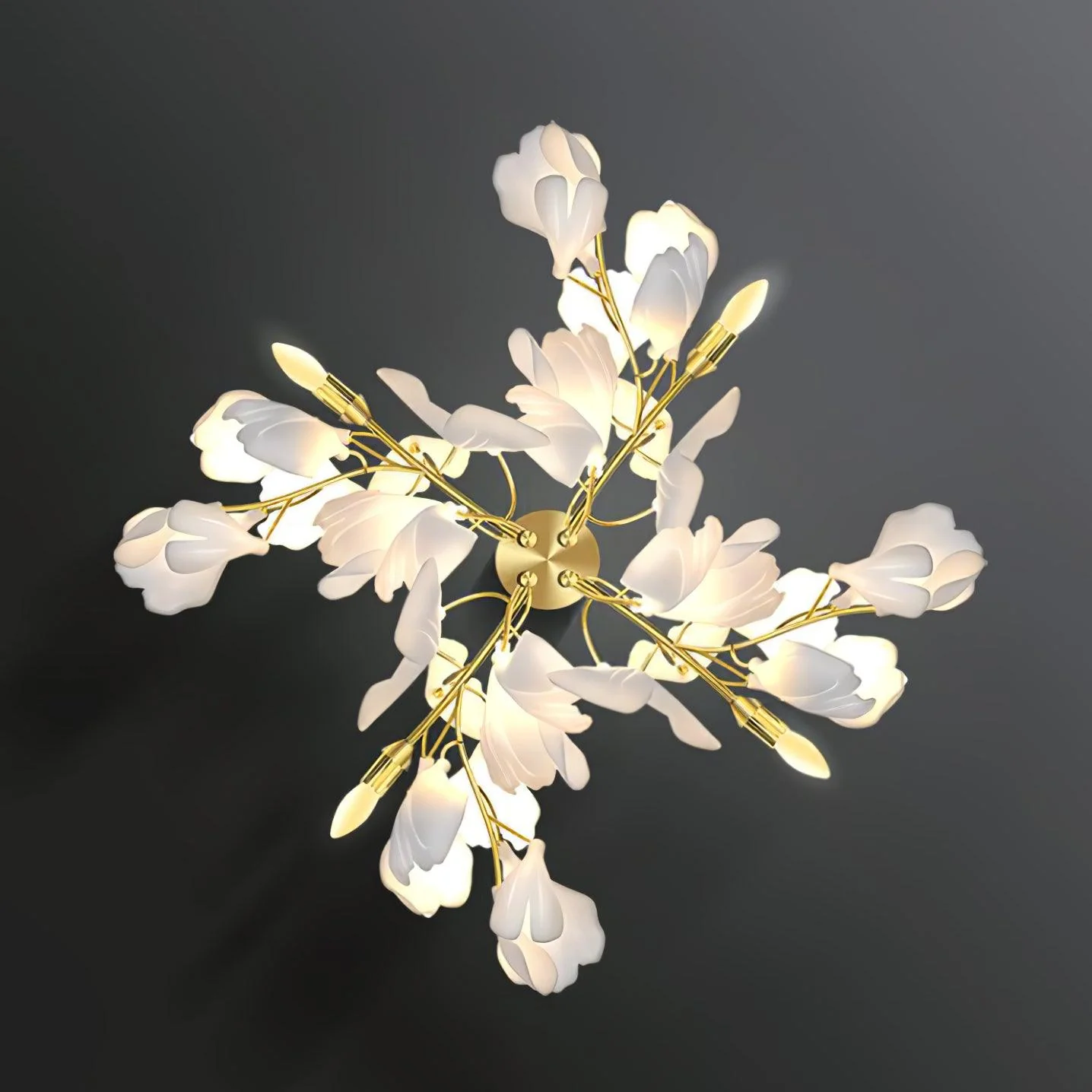 Настенный светильник Gingko Flowers Plug-in - ∅30см x 60см, золотой, белый