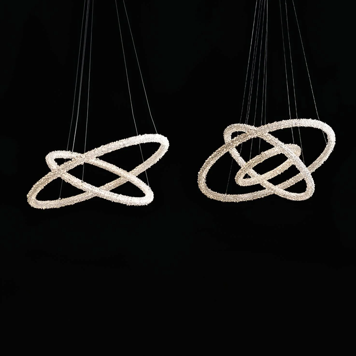Люстра Ring Crystal - ∅40см + ∅60см, золотой, холодный свет