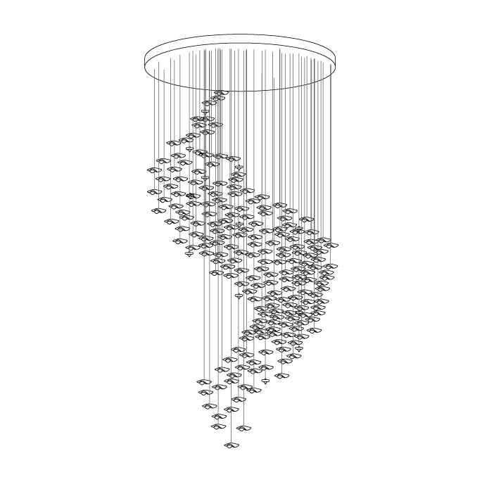Люстра Tidal Art Glass - 240см x 60см x 200см, прозрачный, золотой, теплый свет