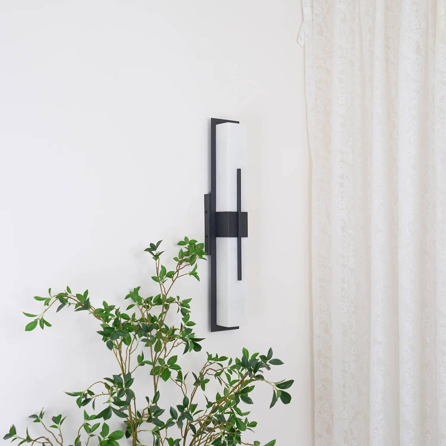 Possini Outdoor Wall Light - Set of 2 / Black & White / Cool Light