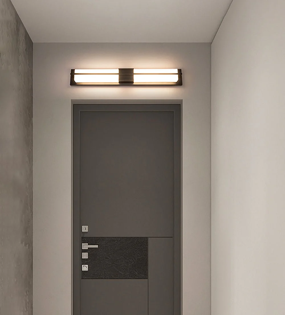 Rectangular Alabaster Brass Wall Sconce - ∅ 4.7″ x H 31.5″ / Dia 12cm x H 80cm / Black & Warm Light / Set Of 2
