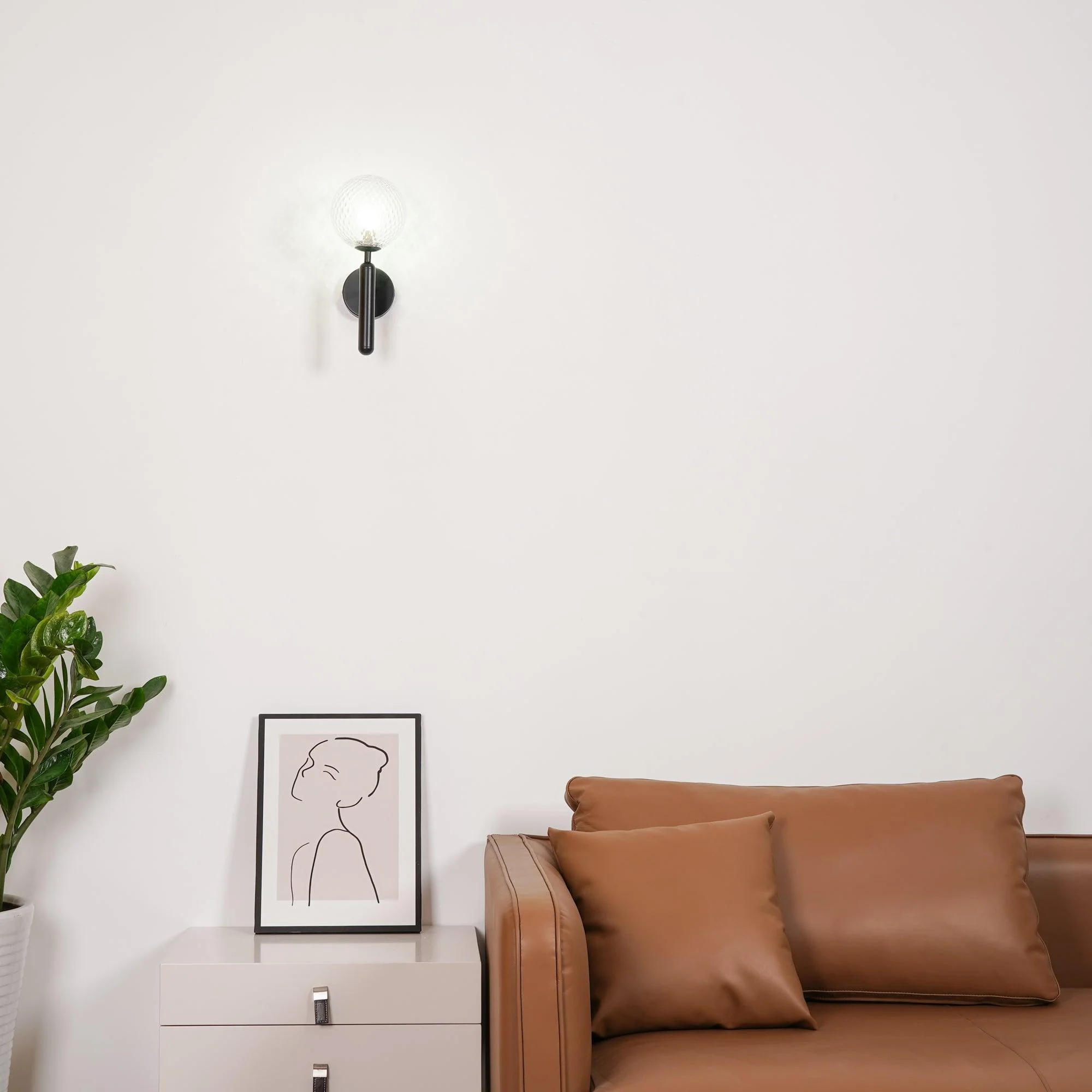 Nordica Wall Lamp - ∅ 5.9″ x H 13.4″ / Dia 15cm x H 34cm Set of 2 / Brass / White