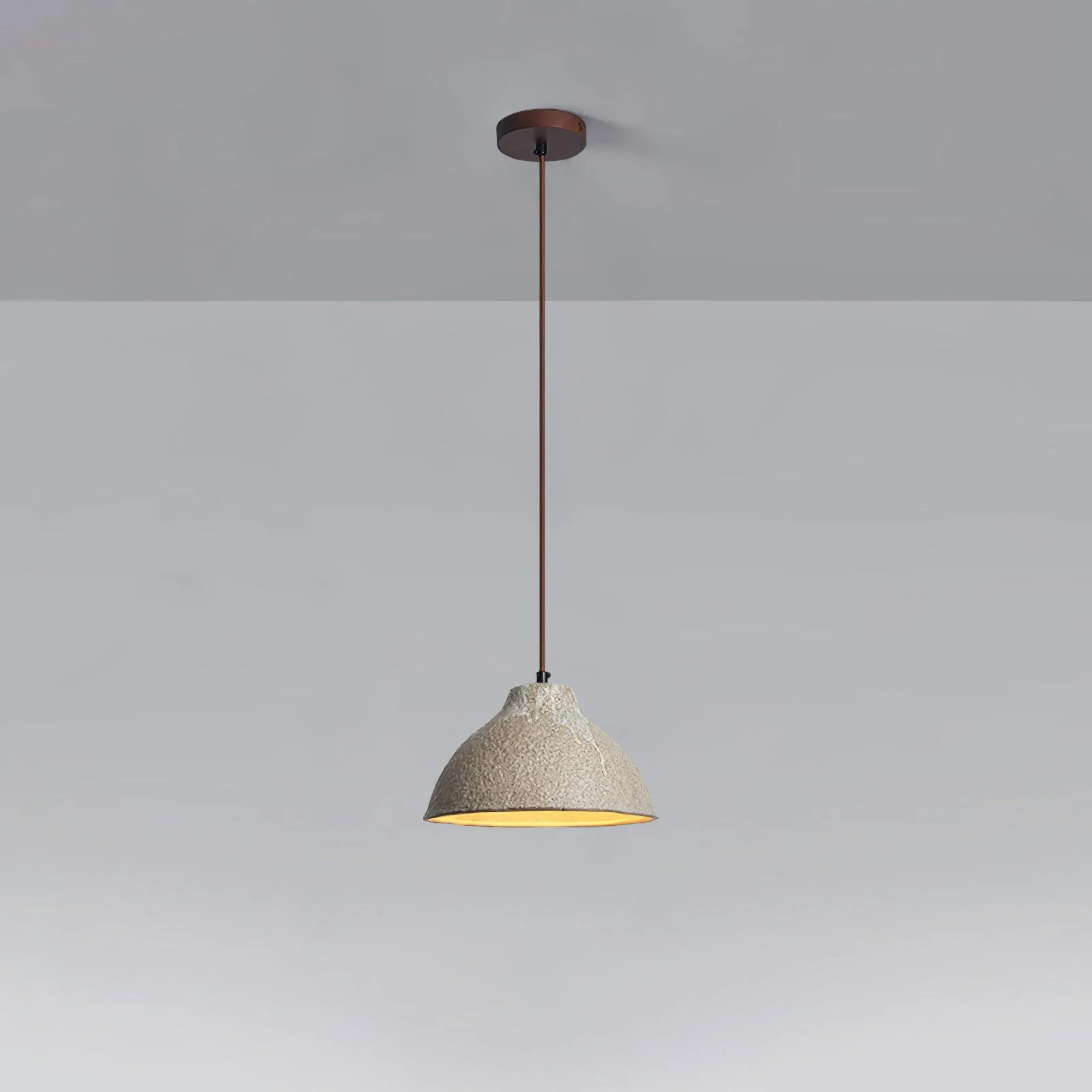Подвесной светильник Raku Retro Ceramic - ∅36см x 21см, серый, темное дерево