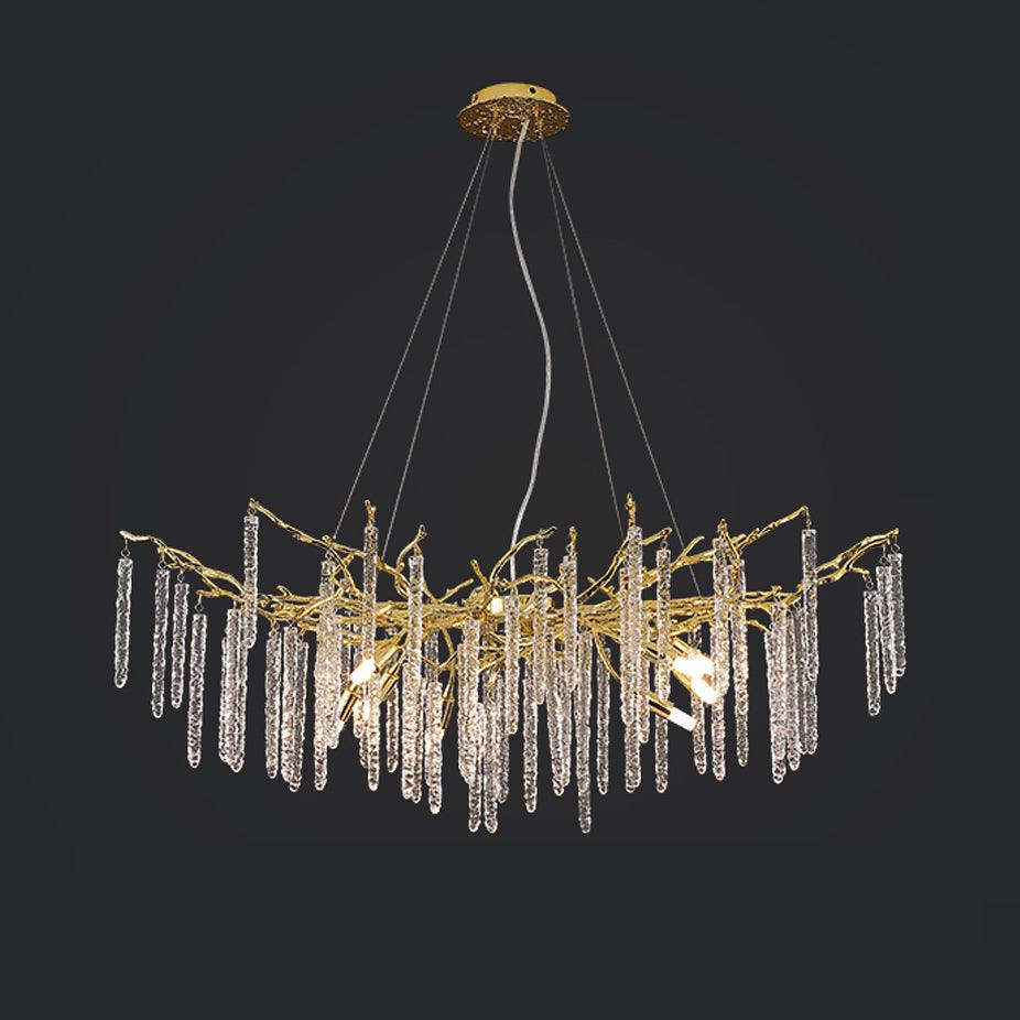 Люстра Crystal Icicles Branch Brass - ∅120см x 45см x 40см, латунь, прозрачный кристалл