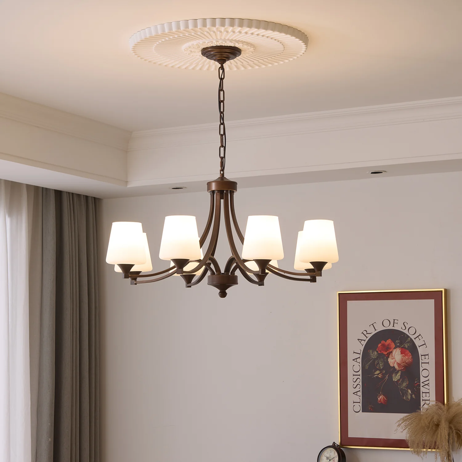 Люстра Ardena Classic - 3 источника света ∅60см x 40см, темно-коричневый, белый