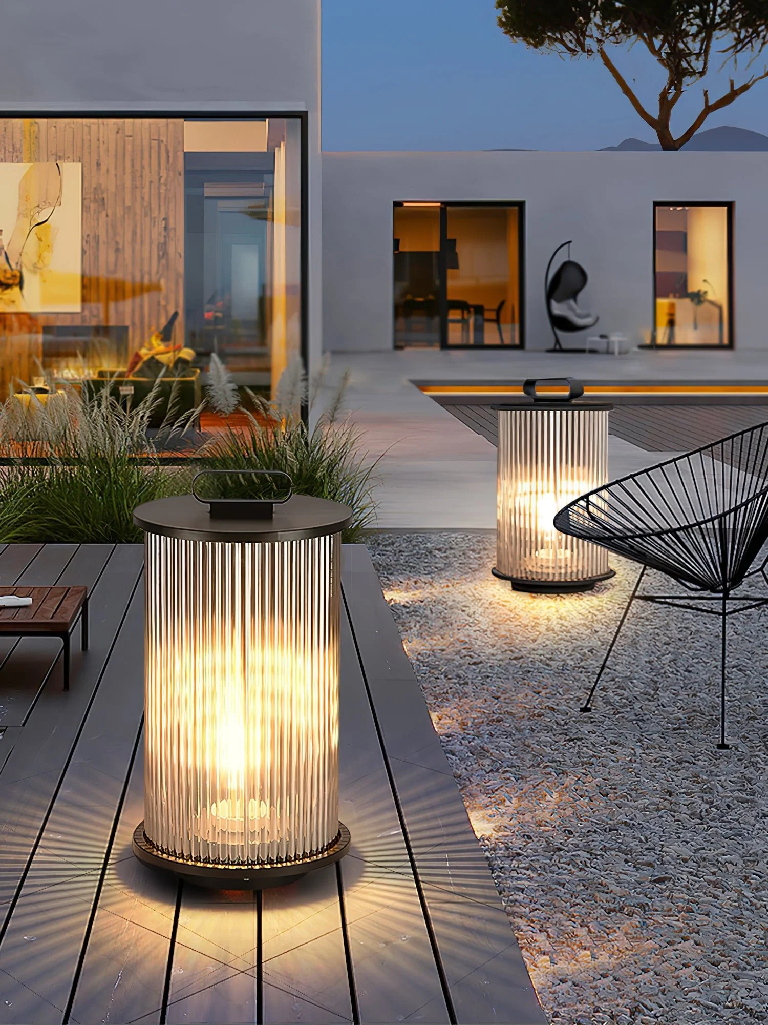 Садовый светильник Lantern - ∅30см x 120см, черный, прозрачный
