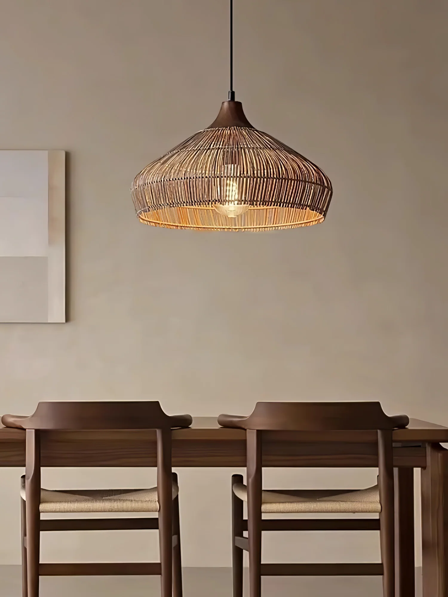 Подвесной светильник Wicker Rattan - ∅80см х 150см, натуральный ротанг
