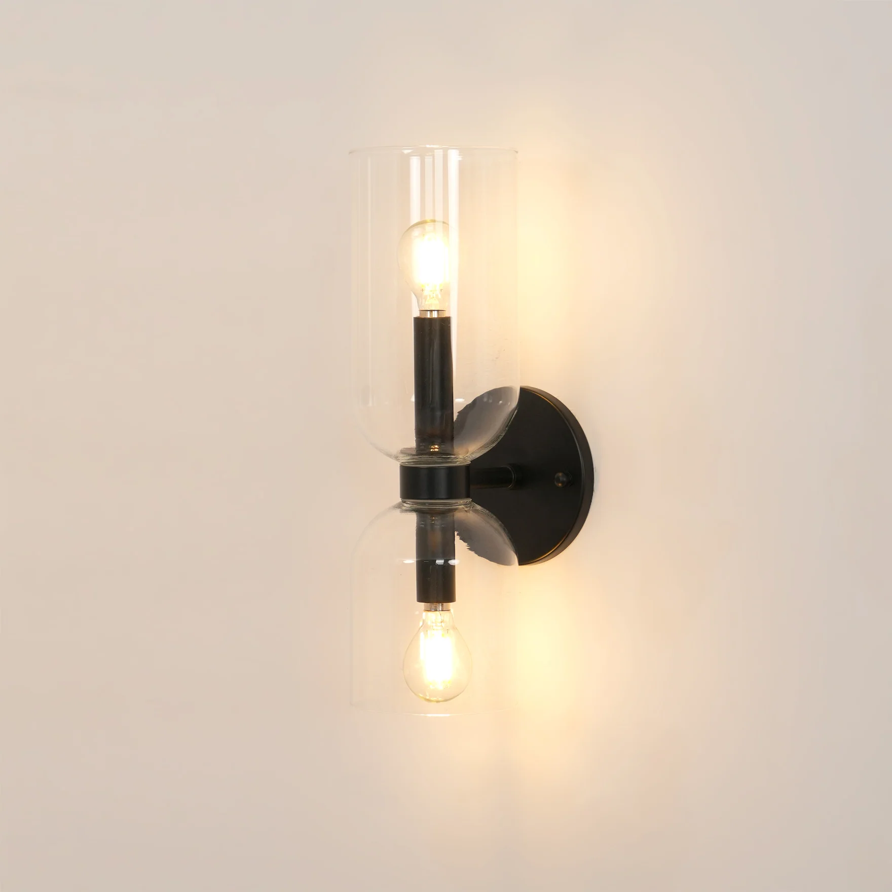 Edie Wall Lamp - ∅ 4.7″ x H 13.8″ / Dia 12cm x H 35cm Set of 2 / Brass / Clear