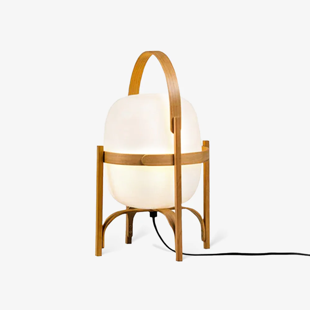 Настольный светильник Portable Lantern Glass - ∅25см x 41см, орех