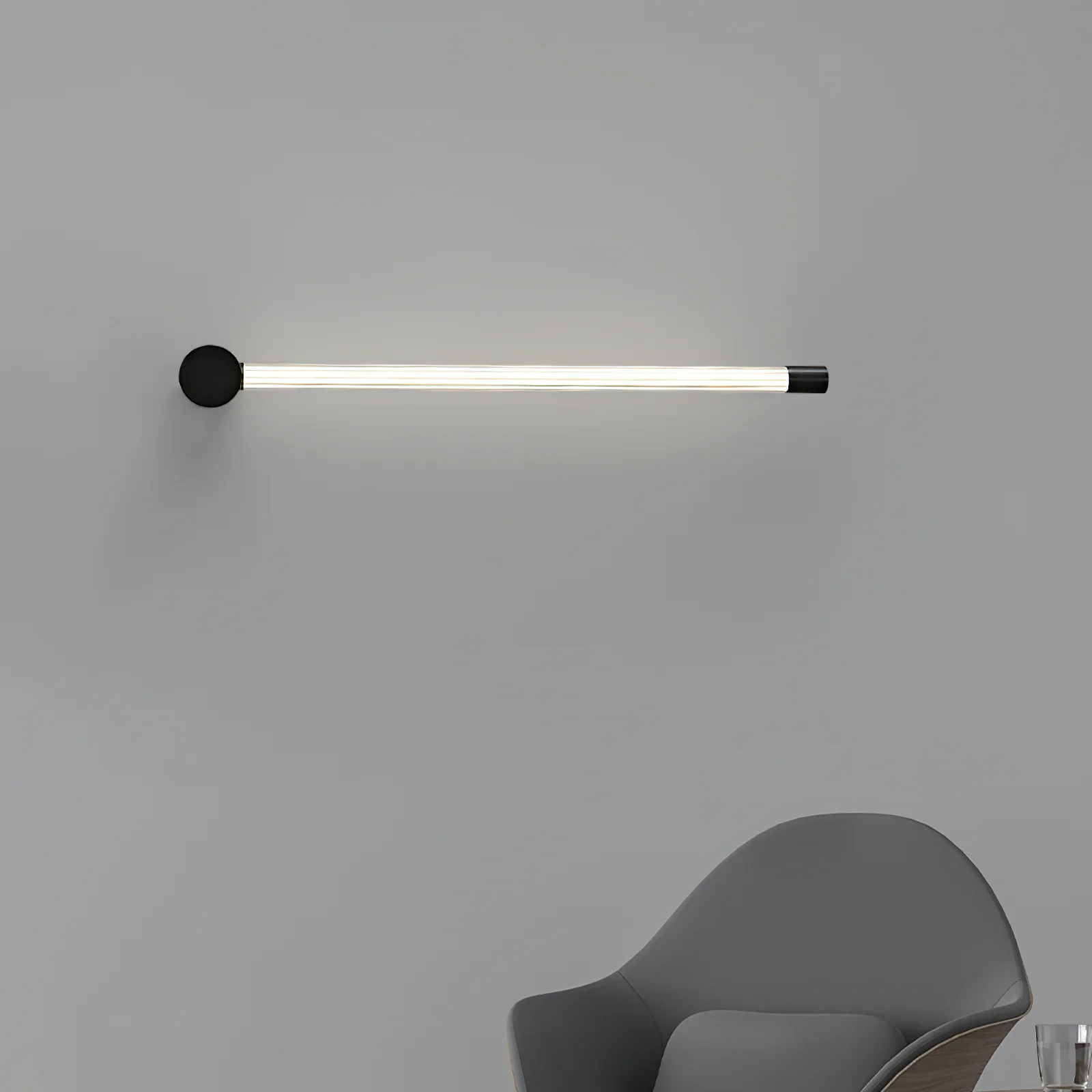Linear LED Sconce - ∅ 2.7″ x H 25.6″ Set of 2 / Black / Warm Light