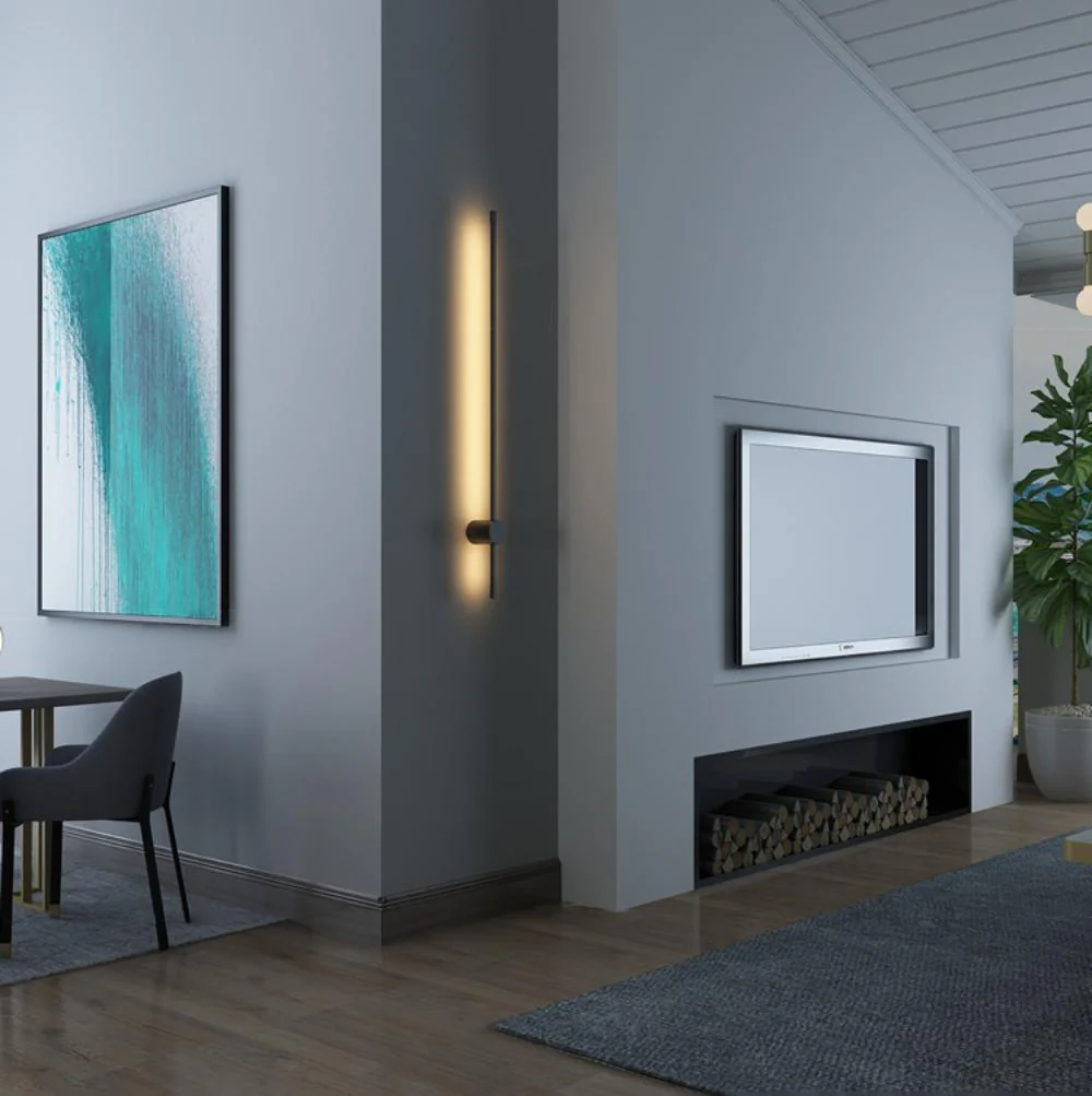 Linear LED Wall Light - Model C Set of 2 / Black / Cold Light