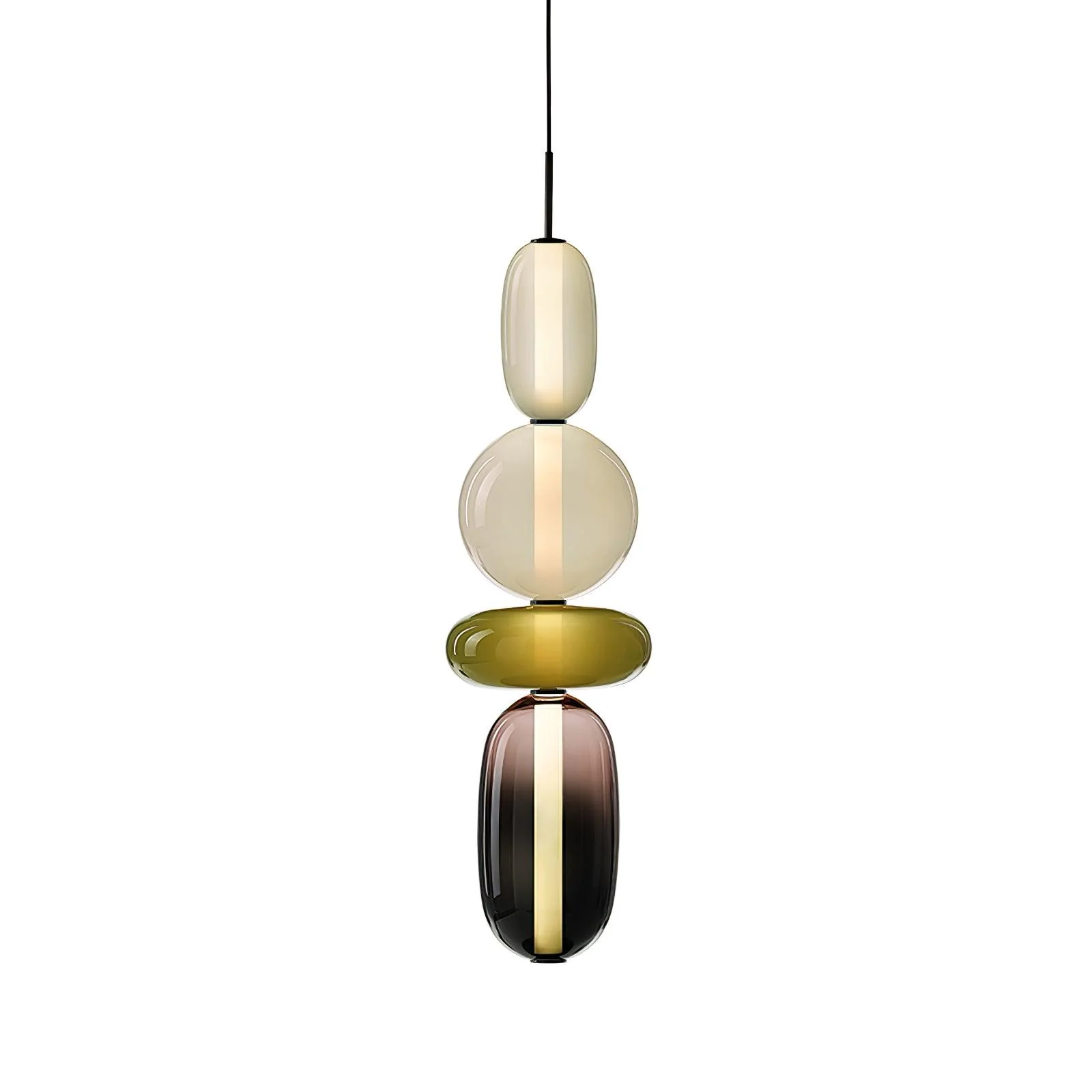 Подвесной светильник Candied Glass - модель B, ∅16см x 55см, зеленый, теплый свет, диммер