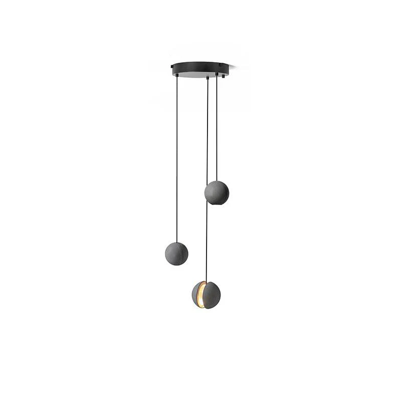 Подвесной светильник Moon Concrete - 2 плафона ∅24см x 150см, серый