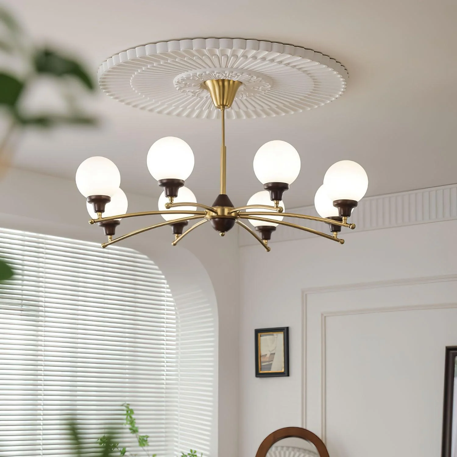 Люстра Walnut Glass Ball - 6 плафонов ∅70см x 45см, хром