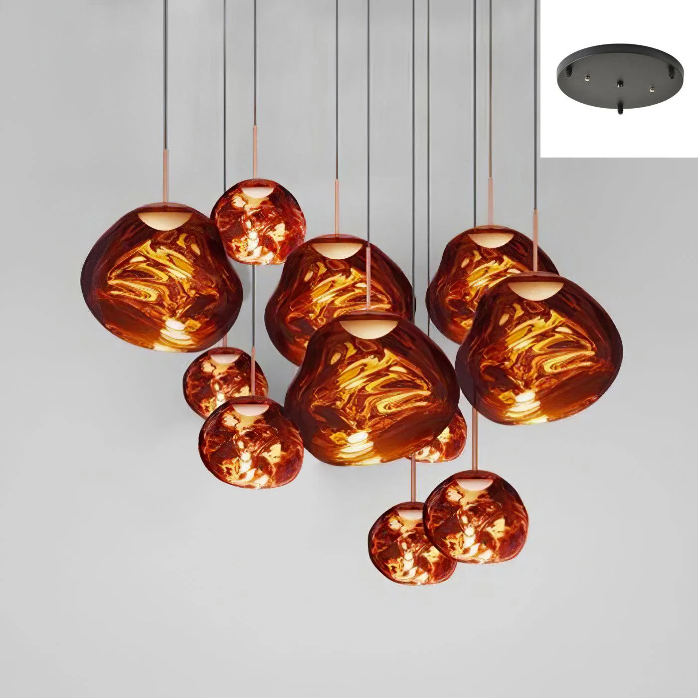 Подвесной светильник Multi Lava Round - 20 плафонов ∅100см, серебряный