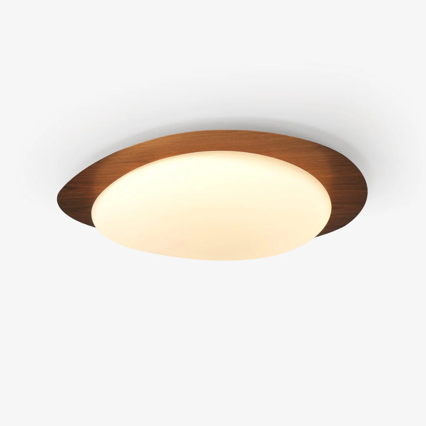 Потолочный светильник Pebble Walnut - ∅58см x 8см, рисунок под натуральное дерево (гидрографика), теплый свет
