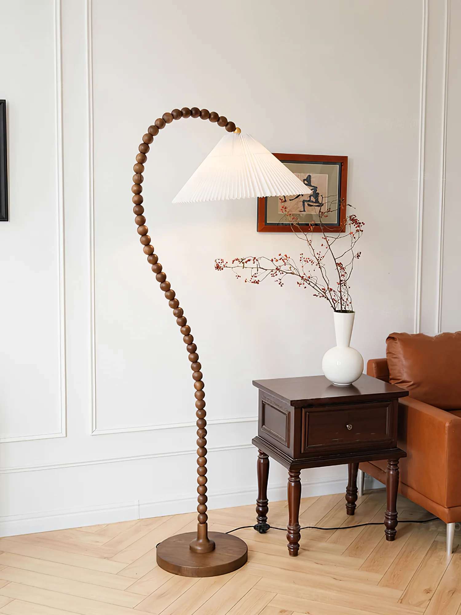 Торшер Wooden Bead - модель A ∅50см x 170см, орех