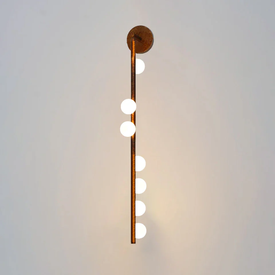 Настенный светильник Brass Glass Tube - 7 источников света ∅12см x 100см, античная латунь, белый