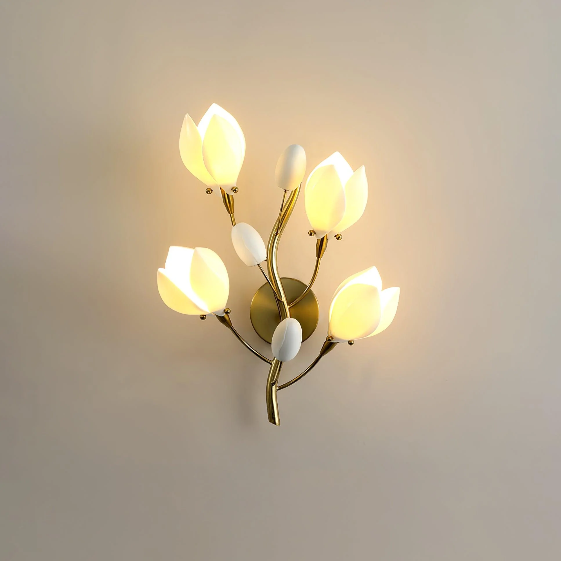 Настенный светильник Magnolia - ∅35см x 45см, золотой, белый