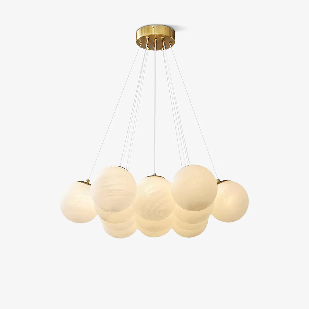 Люстра Glass Cluster - 19 подвесов ∅75см x 150см, золотой, белый