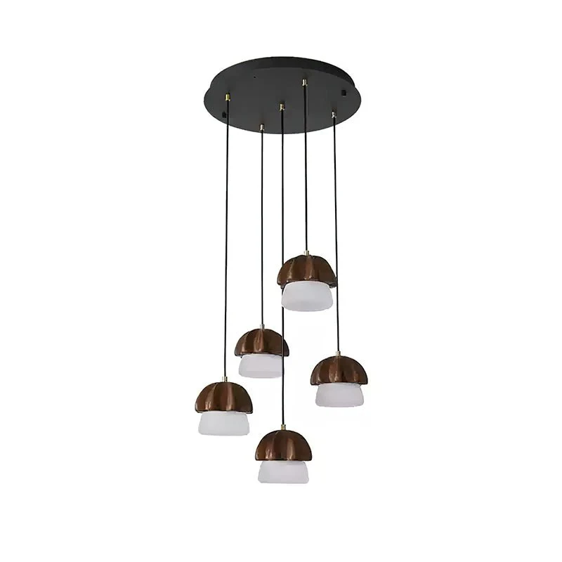 Люстра Mushroom Cluster - 1 плафон ∅12см x 13см, орех, теплый свет