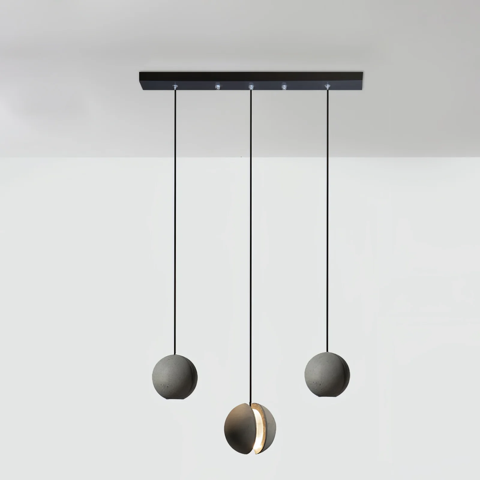 Подвесной светильник Moon Concrete - 2 плафона ∅24см x 150см, серый
