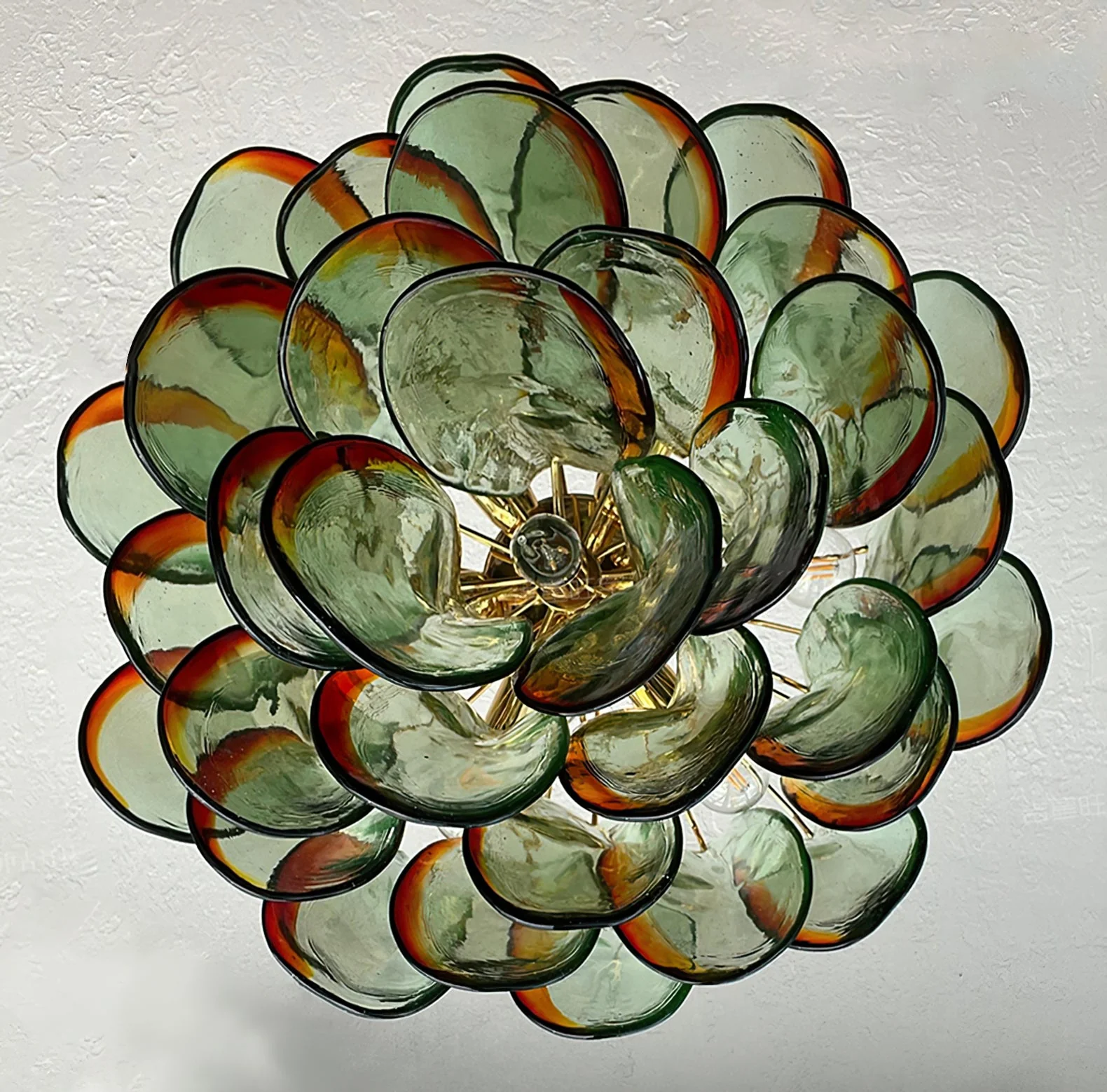 Люстра Emerald Flame Murano Glass - ∅75см х 75см, зеленый, золотой