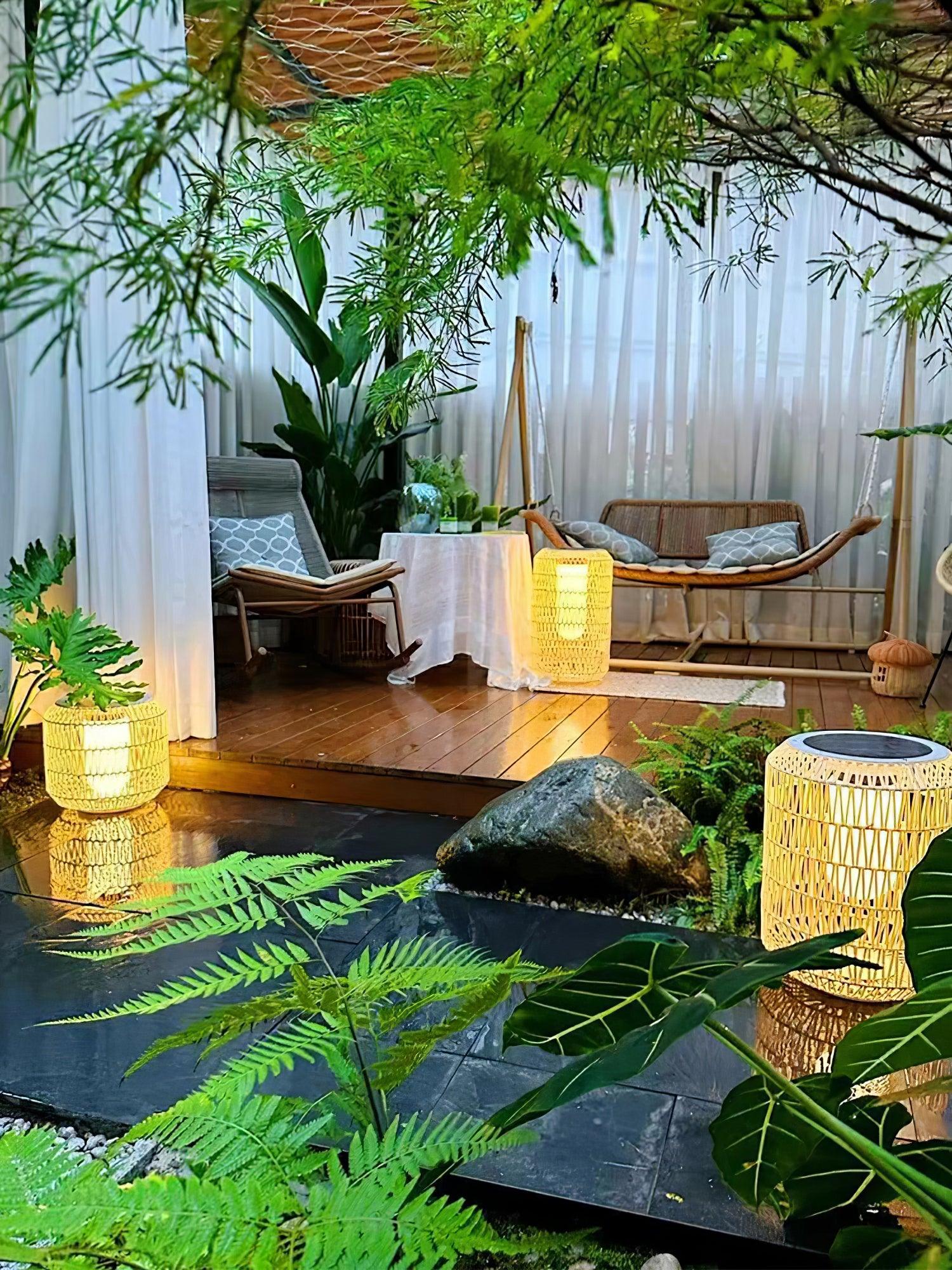 Настольный светильник Woven Rattan - модель A ∅31см x 52см, ротанг, теплый свет, проводной