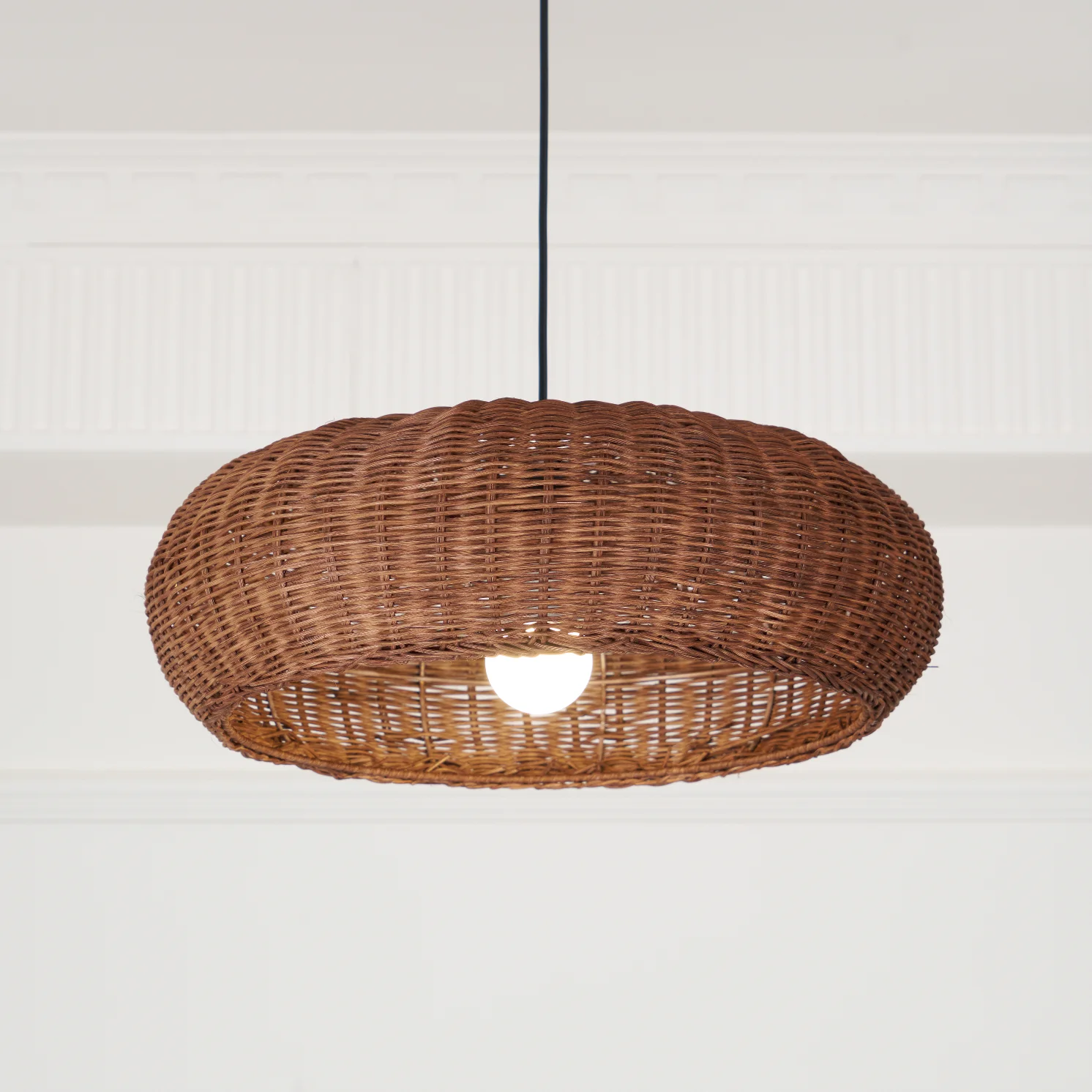 Подвесной светильник Vintage Rattan - ∅48см x 20см, коричневый