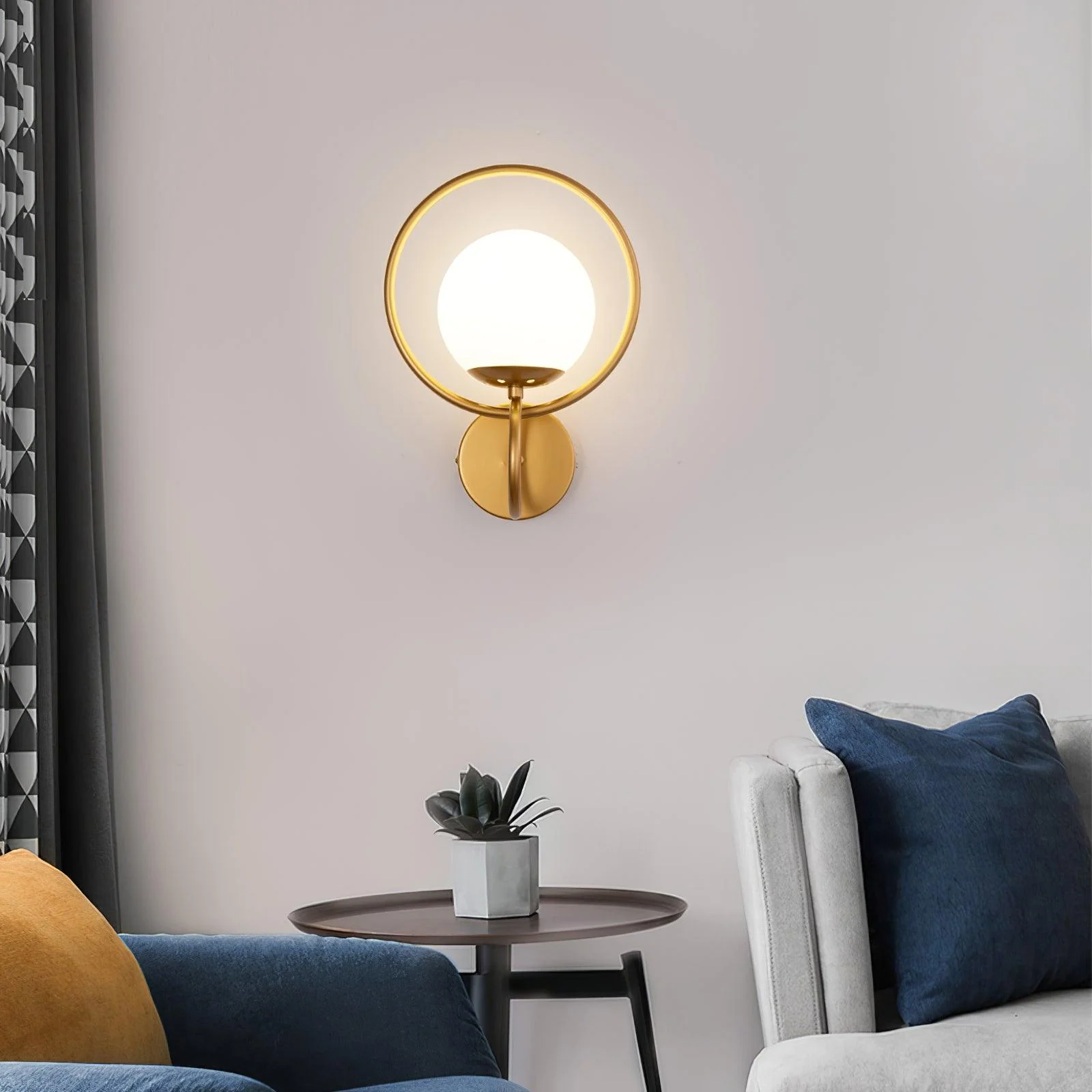 Fort Halo Gold Wall Light - Set of 2 / Black