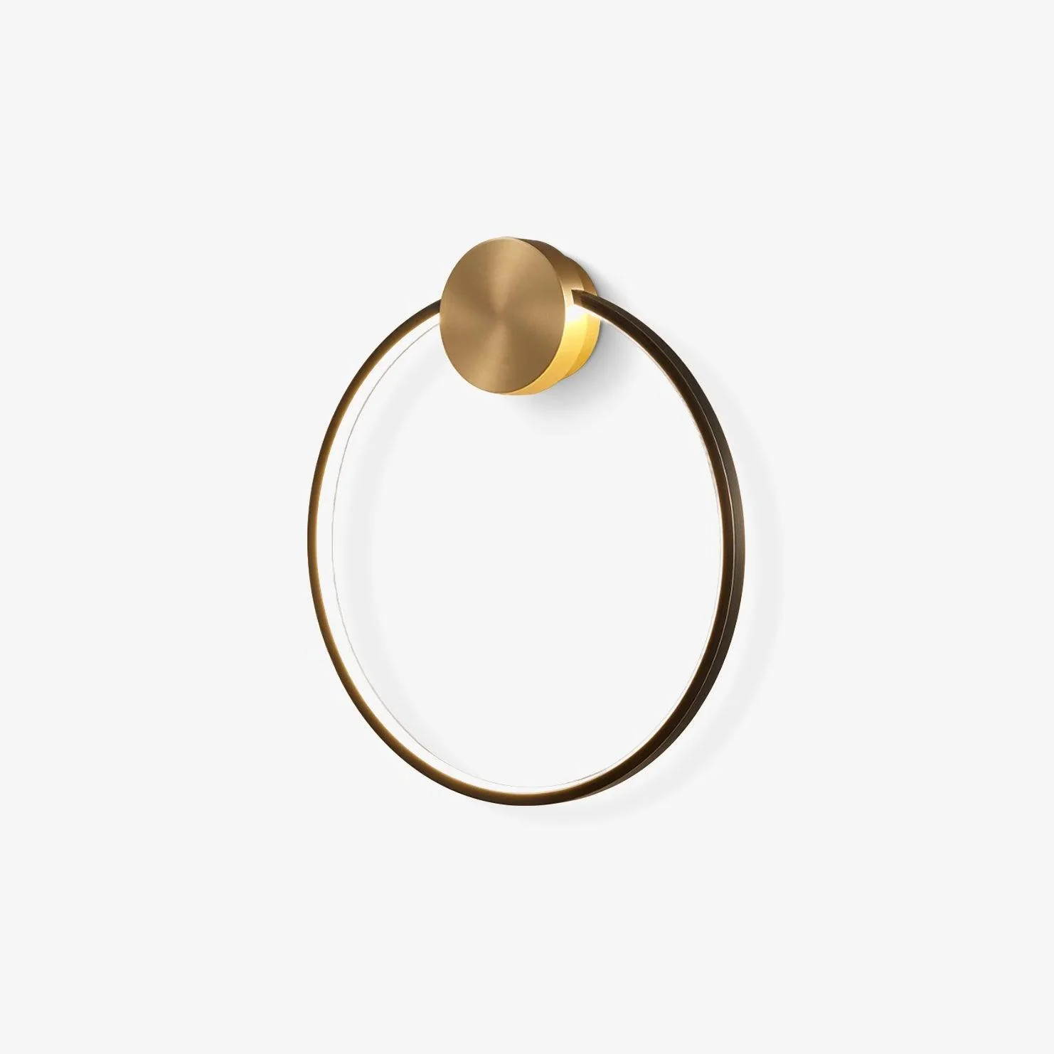 Ring Shaped LED Wall Light - Dia 20cm Set of 2 / Black & Brass / Three-Color Changing Light