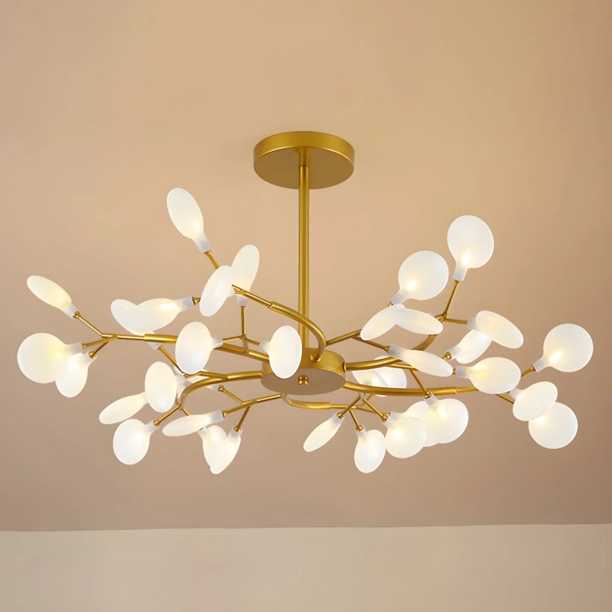 Люстра LED Firefly Sputnik - 45 подвесов ∅83см x 35см, золотой, белый