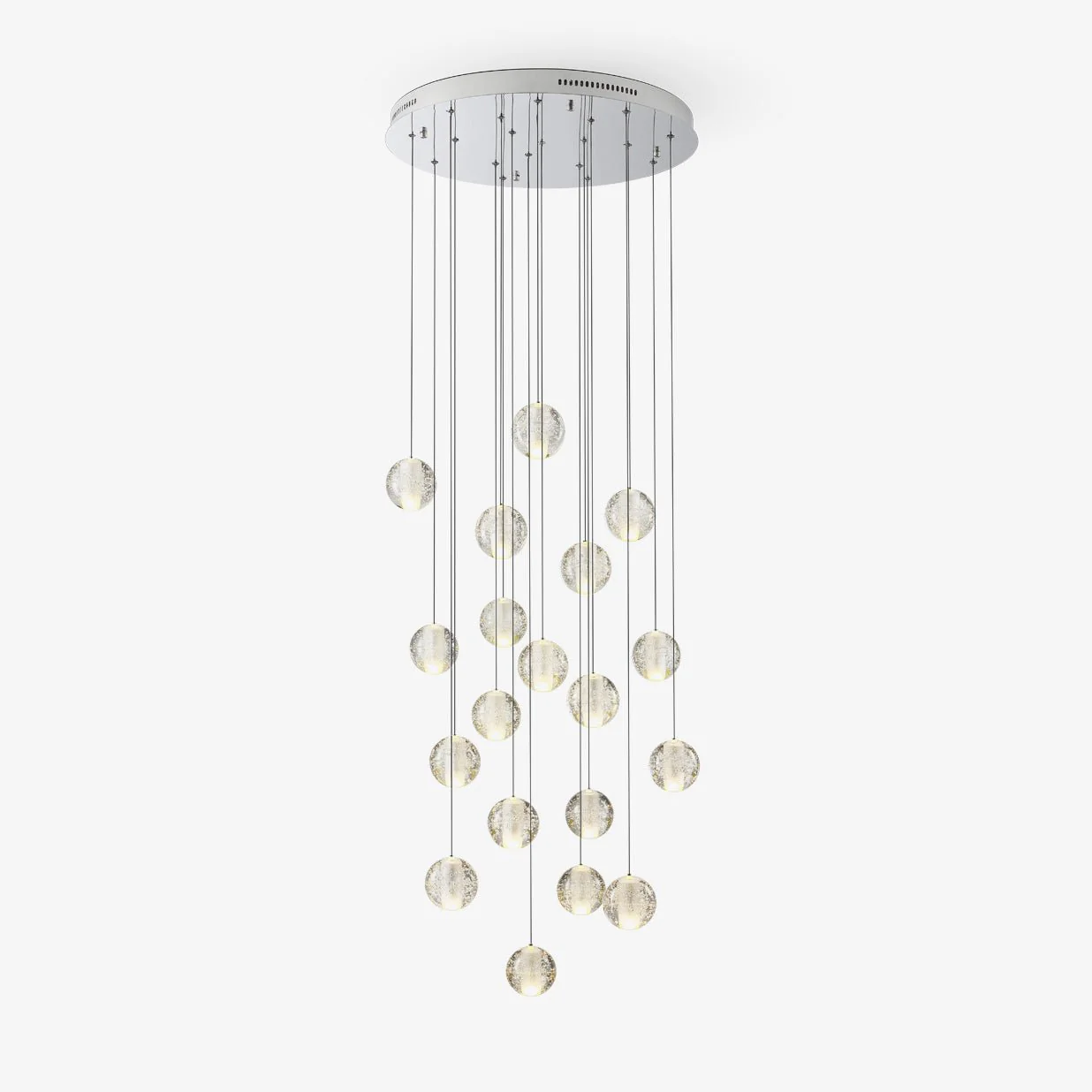 Подвесной светильник Crystal Bubbles Balls - круглое крепление, 9 подвесов ∅40см x 200см, хром, прозрачный