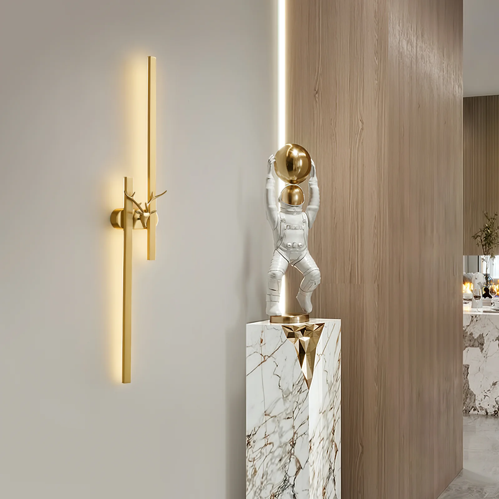 Настенный светильник Deer Brass - модель A, ∅20см x 100см, латунь, 3000-6500К