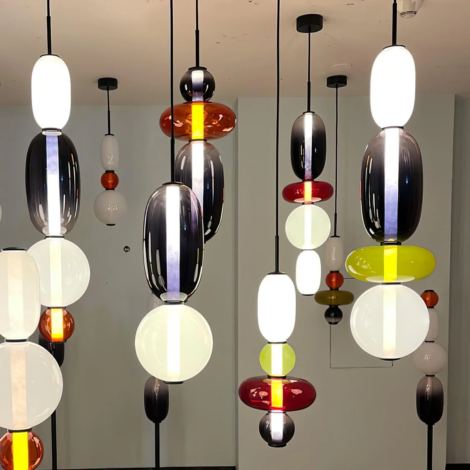 Подвесной светильник Candied Glass - модель B, ∅16см x 55см, зеленый, теплый свет, диммер