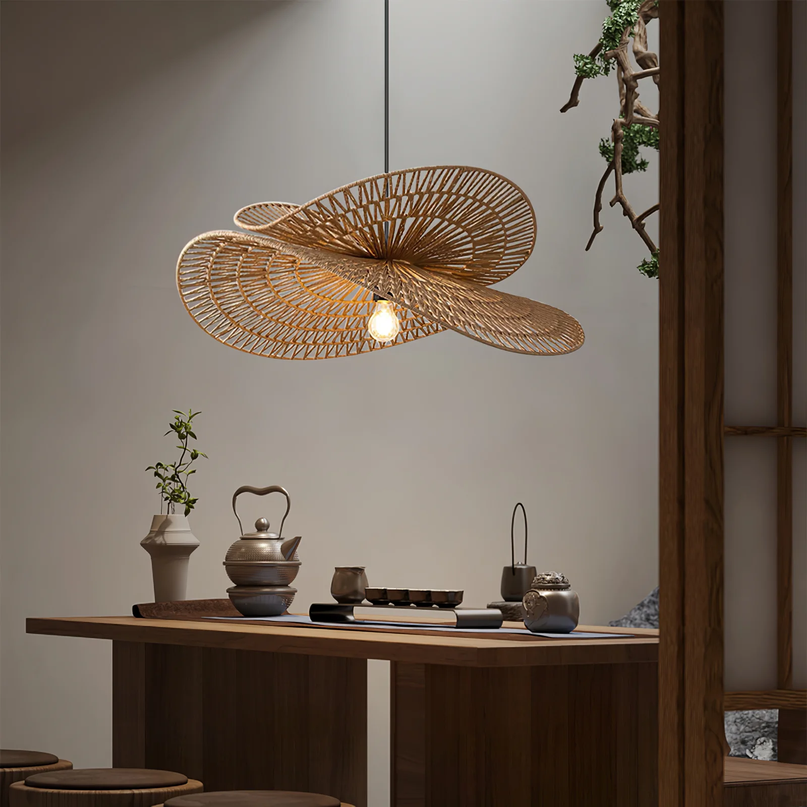 Подвесной светильник Woven Breeze - ∅50см x 20см, конопляный